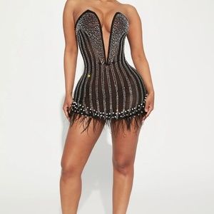 Glammed up black embellished mini dress